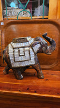 Load image into Gallery viewer, Elephant Figurine With Mother of Pearl Accents and Copper
