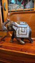 Load image into Gallery viewer, Elephant Figurine With Mother of Pearl Accents and Copper
