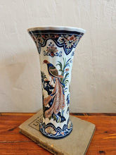 Load image into Gallery viewer, 42403 Vieux Rhodes Boch Belgium Porcelain Vase Florals and Exotic Birds
