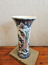 Load image into Gallery viewer, 42403 Vieux Rhodes Boch Belgium Porcelain Vase Florals and Exotic Birds
