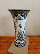 Load image into Gallery viewer, 42403 Vieux Rhodes Boch Belgium Porcelain Vase Florals and Exotic Birds
