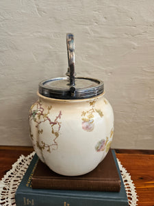 24 381 Antique Floral Stoneware Biscuit Jar