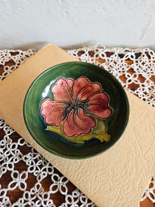 Hibiscus Moorcroft Green Pottery Bowl (small)