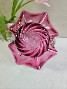 Vintage Cranberry Glass Basket 22 26